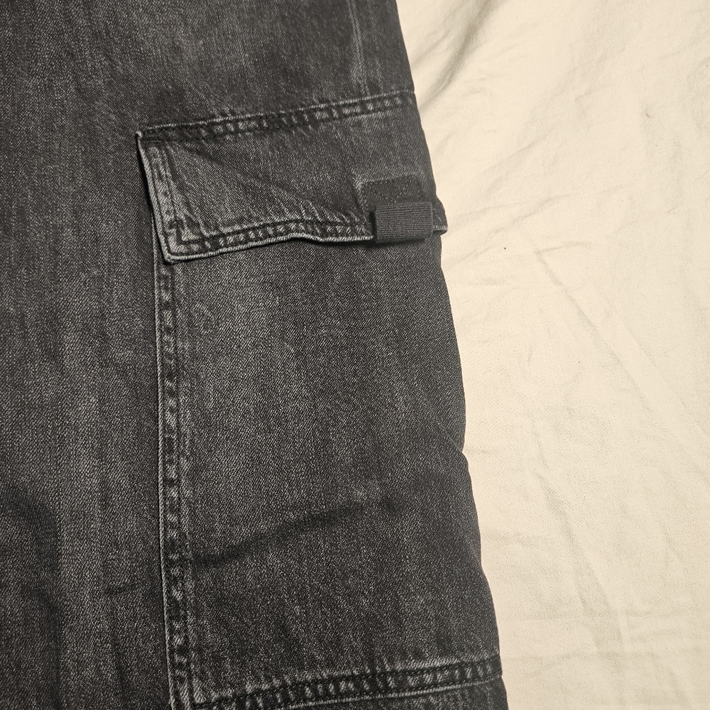 American Eagle Baggy Cargo Wide Leg Jeans Women's Size 6 Super‎ High Rise Black - Picture 5 of 13